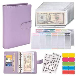 lot 868 image: NICOOTHBudget Binder Cash Envelopes A6 Money Saving Binder with Zipper envelopes (Purple) - Retail $6