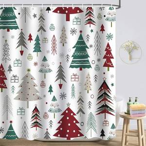 lot 870 image: Atwqevon Christmas Shower Curtain, Christmas Tree Shower Curtain Set, Winter Shower Curtains for Bathroom, Xmas Tree Snowflake Bathroom Shower Curtain Sets, Shower Curtains Bathroom Decor 72x72 inch - Retail $14