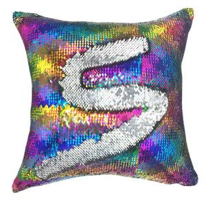 lot 872 image: YOUR SMILE Mermaid Throw Pillow Case Magic Reversible Sequins Decorative Cushion Cover Pillowcase for Couch Sofa Bed,16 X 16 Inches, (MulticolourGray) - Retail $8