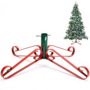 lot 873 image: Foilswirl Christmas Tree Stand for Artificial Fake Tree Holder 4 to 8 FT Iron Metal Adjuatable Xmas Tree Base with Thumb Screw Indoor Outdoor Holiday Party Decor Fits Up to 1.4 Tree Trunk(Mix) - Retail $35