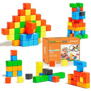 lot 876 image: SYSKENI Magnetic Blocks, Gifts for 3 4 5 6 Year Old, Magnet Building Blocks for Toddlers, Girls & Boys, Montessori - Autism - Sensory Magnetic Toys for Kids Ages 3-5 4-8, 1.22inch, 56PCS - Retail $19