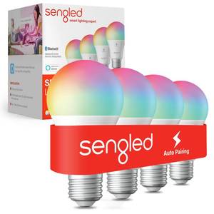 lot 877 image: ONLY TWO Sengled Light Bulb, S1 Auto Pairing with Alexa Devices, Color Changing , Smart Light that Work with , Bluetooth Mesh Smart Home Lighting, E26 60W Equivalent, 800LM, 2 Count (Pack of 1) - Retail $51