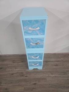 lot 6 image: Blue Marbled Storage Tower with 4 Drawers