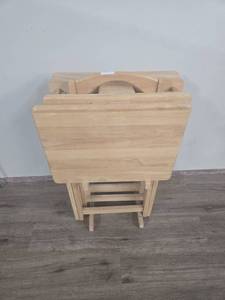 lot 10 image: Wooden TV Tray Tables Set