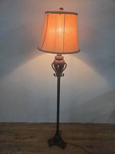 lot 25 image: Traditional Floor Lamp with Fabric Shade