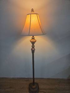 lot 26 image: Traditional  Floor Lamp with Fabric Shade