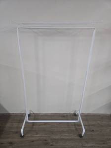 lot 35 image: White Rolling Garment Rack with Shelf