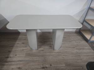 lot 58 image: Modern White Conference Table with Double Pedestal Base