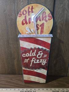 lot 72 image: Retro Soda Shop Sign - Cold & Fizzy $1 Drinks