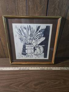 lot 80 image: Floral Woodblock Print by Laura