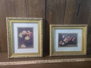 lot 92 image: Traditional Rose Still Life Print in Ornate Frame