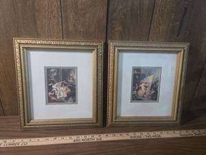 lot 93 image: Classical Cherub Art Prints in Gold Frames