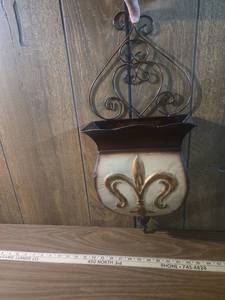 lot 112 image: Decorative Fleur-de-lis Wall Planter