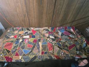 lot 145 image: Traditional Crazy Quilt with Yellow Threading