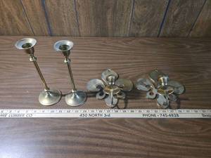 lot 174 image: Brass Taper Candlestick Holders