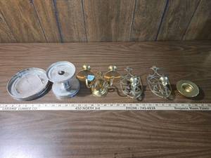 lot 176 image: Mixed Metal Wall Sconce and Candle Holder Collection