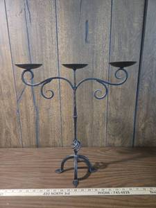 lot 177 image: Wrought Iron Triple Candle Holder