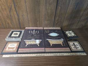 lot 215 image: Le Bain French Bathroom Wall Art Set