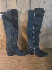 lot 227 image: Studded Over-the-Knee Suede Boots