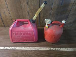 lot 248 image: Red Plastic Gas Cans with Spouts