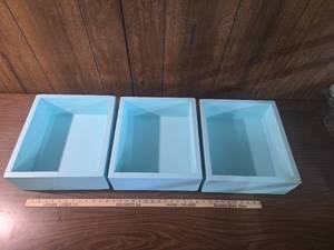 lot 250 image: Light Blue Geometric Storage Trays Set of 3