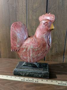 lot 309 image: Decorative Red Rooster Figurine on Stand