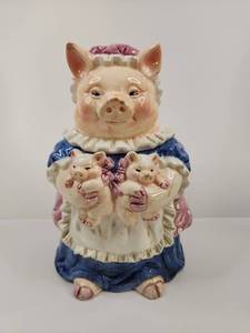 Decorative Pig Cookie Jar in Floral Dress