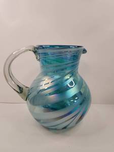 lot 110 image: Mexican Art Glass Swirl Pitcher