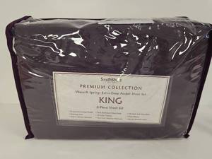 lot 127 image: SouthShore Premium King Sheet Set - Vilano Springs Extra Deep Pocket Purple