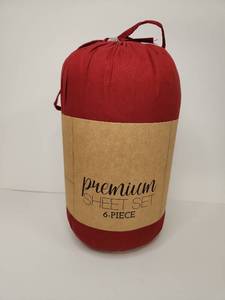 lot 129 image: Premium 6-Piece Red Sheet Set