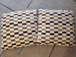 lot 140 image: Checkered Pattern Set of Throw Pillows