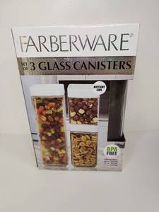 lot 177 image: Farberware 3-Piece Glass Storage Canisters Set