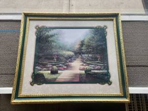 lot 213 image: Garden Path Landscape Print in Ornate Frame 28x23