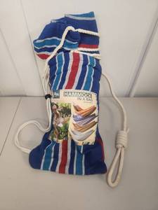 lot 221 image: Bliss Hammock in a Bag - Portable Striped Canvas