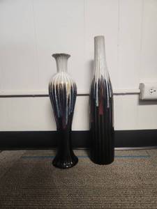 lot 233 image: Tall Ceramic Floor Vases with Drip Glaze