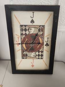 lot 242 image: Framed Jack of Cards Wall Clock
