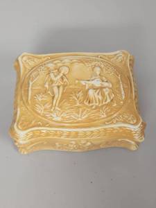 lot 246 image: Decorative Ceramic Jewelry Box with Relief Design