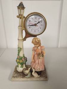 lot 247 image: Crosa Lamp Post Clock with Figurine