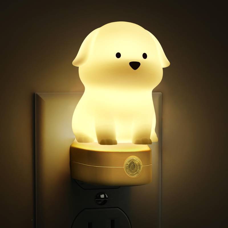 lot 24846 image: LED Plug in Night Light for Kids, 3D Cute Puppy Night Lights with Dusk to Dawn Sensor, RGBSoft White 3000K Dog Night Light, Christmas Birthday Gift Nightlight for Kids, Room Decor - Retail $16