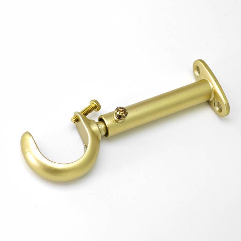 lot 34427 image: Curtain Rod Bracket, 3 Pcs Gold Aluminum Alloy Curtain Rod Holder for 1 or 1-18 Inch Single Curtain Rods (Gold, 3 pcs) - Retail $16