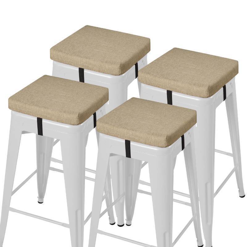 lot 43449 image: Anti-Slip Bar Stool Cushions Square Bar Stool Seat Cushions with Ties Set of 4 Small Square Chair Pads with Machine Washable Cover 12X12X2 (Beige) - Retail $47