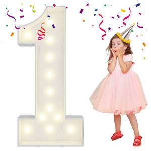 lot 25681 image: 4FT Light Up Numbers Letters, DIY Giant Marquee Numbers, Mosaic Balloon Number 1 for 1st Birthday Decorations, Anniversary Decorations, Wedding Party Decor - Retail $24