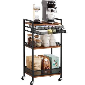 lot 25687 image: K Cup Holder Cart, Coffee Station Organizer for Nespresso Vertuo Capsule and K Cup Capsule, Multi-Functional Coffee Bar Cart Accessories Organizer with Wheels for Living Room, Kitchen - Retail $60