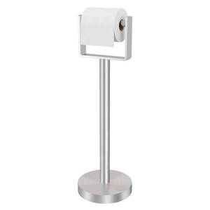 lot 25690 image: Toilet Paper Holder Free Standing, Stainless Steel Toilet Paper Stand, Weighted Base Floor Tissue Roll Holder for Bathroom, Brushed Nickel 200UP - Retail $50