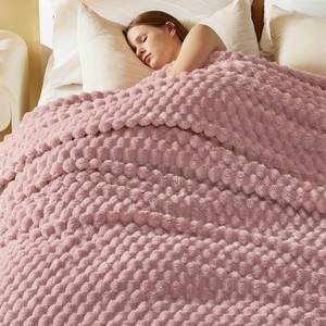 lot 25699 image: Bedsure King Size Blanket for Bed - 350GSM Fluffy Plush Bubble Blanket King for Home Room Decor, GentleSoft Cute Fleece Soft Cozy Gifts for Women Girls, Dusty Rose, 108x90 Inches - Retail $35
