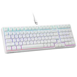 lot 25700 image: Creamy Mechanical Keyboard Wired, Hot Swappable, Pre-lubed Linear Switches, Gasket Structure with Sound Dampening Foam, RGB Backlit, 99 Keys Custom Gaming Keyboard for PCMac,White - Retail $50