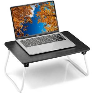 lot 25705 image: Portable Lap Desk Bed Desk Lap Table Bed Table, Laptop Stand Breakfast Serving Tray, Foldable & Lightweight Mini Table, Lap Tablet Desk for Sofa Couch Floor - - Black - Retail $20