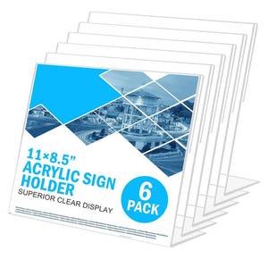lot 25719 image: Acrylic Sign Holder 8.5 x 11 Horizontal 6 Pack Slant Back Acrylic Stands for Display Plexiglass Clear Acrylic Display Stands for Ad Frame, Picture Photo Frames, Promotions, Restaurants, Office - Retail $22