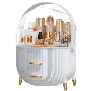 lot 25720 image: Makeup Organizer Skincare Organizers - Cosmetic Display Cases with Transparent Cover, SkinCare Organizers for Bathroom Countertop, Bedroom Vanity Desk, Lipstick Organizer, White - Retail $42