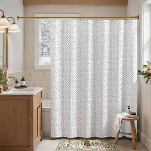 lot 25766 image: Black and White Shower Curtain Inky Moss Black Herringbone Chevron Zig Zag Waterproof Fabric Modern Farmhouse Shower Curtains for Bathroom with 12 Hooks 70x72 Inches - Retail $22